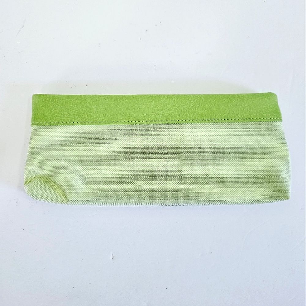 Estée Lauder Light Green Makeup Cosmetics Canvas Zip Top Travel Bag Clutch Purse